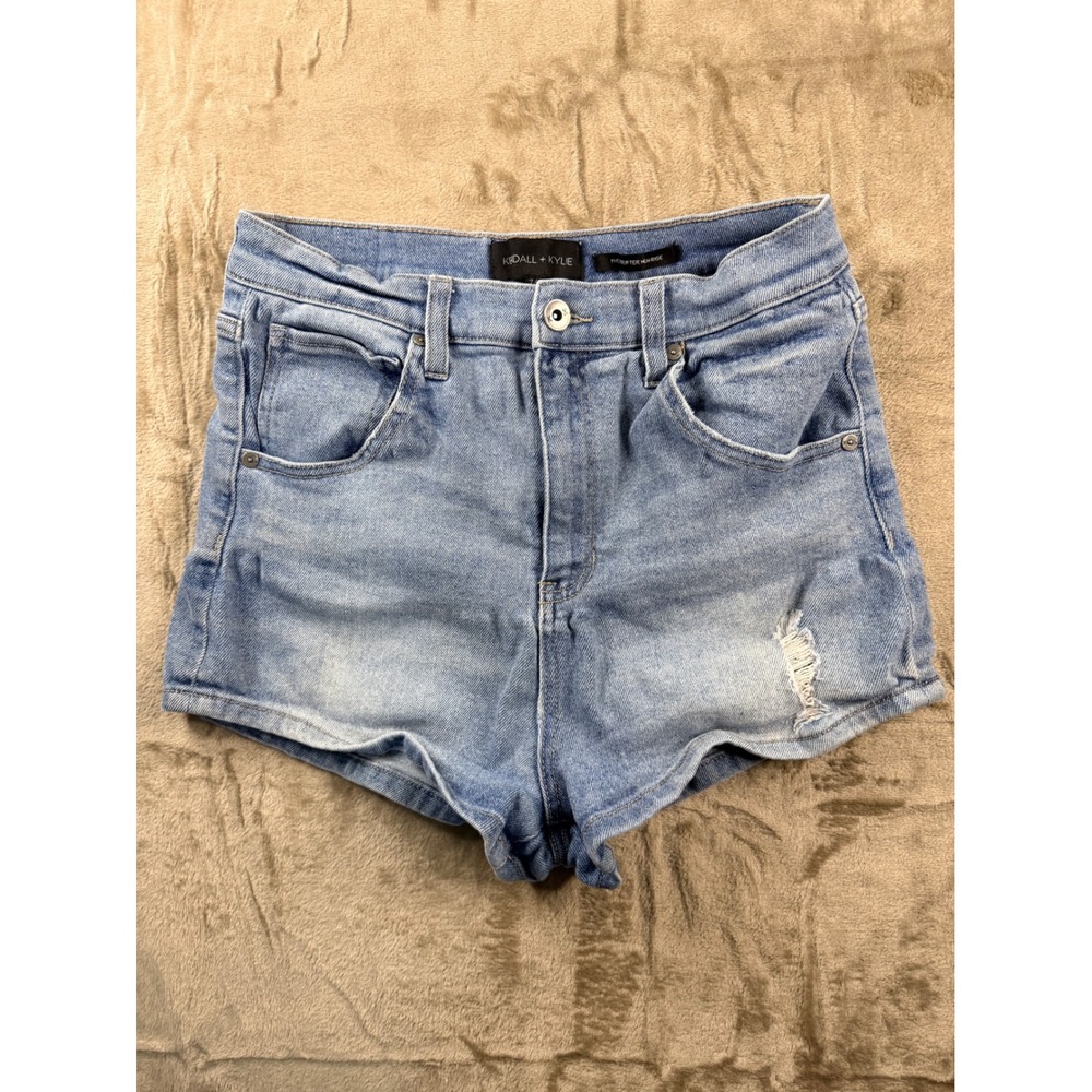 Kendall + Kylie The Drifter High‎ Rise Denim Shorts Light Wash Blue Size 7/28